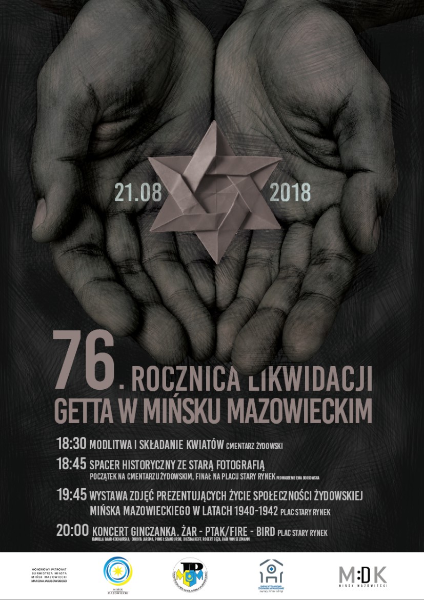 Plakat 76. rocznicy likwidacji getta w Mińsku Mazowieckim